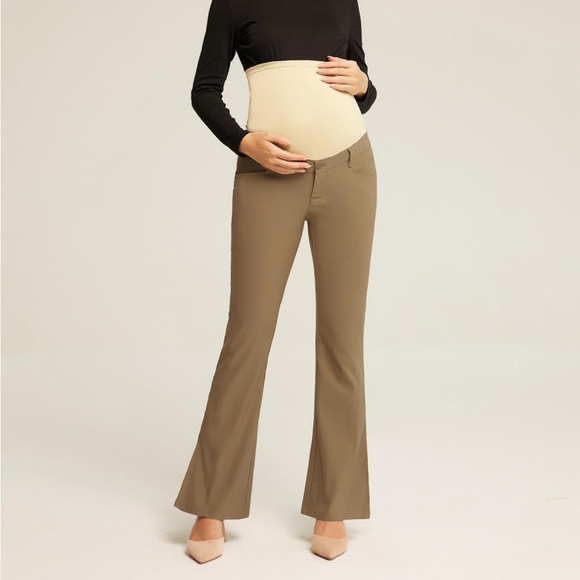2/$30 Maternity Bootcut Pants High Waist Comfy Maternity Dress Pants, Large - Picture 9 of 12